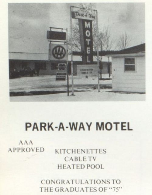 Park-A-Way Motel - 1975 Newberry High Yearbook Ad (newer photo)